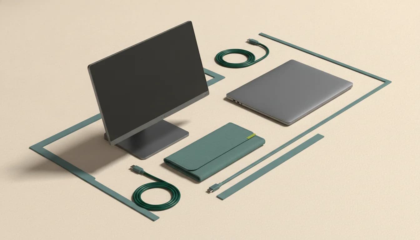 A conceptual portable display kit, arranged to foreground connection and travel decisions.